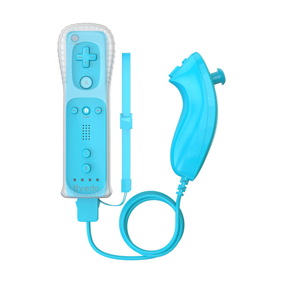 Thredo Remote Controller + Nunchuk voor Nintendo Wii / Wii U (Motion Plus) - Licht Blauw