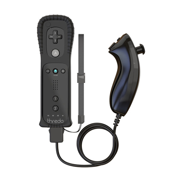 Thredo Remote Controller + Nunchuk voor Nintendo Wii / Wii U (Motion Plus) - Zwart