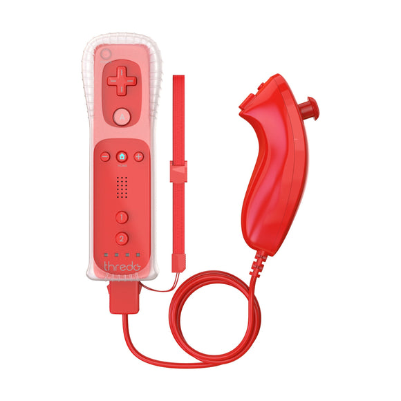 Thredo Remote Controller + Nunchuk voor Nintendo Wii / Wii U (Motion Plus) - Rood