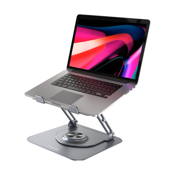 Thredo Aluminium Laptop Standaard/Houder - Verstelbaar en 360º Draaibaar - Macbook/Laptop/Tablet 10-17" Inch - Grijs / Space Grey