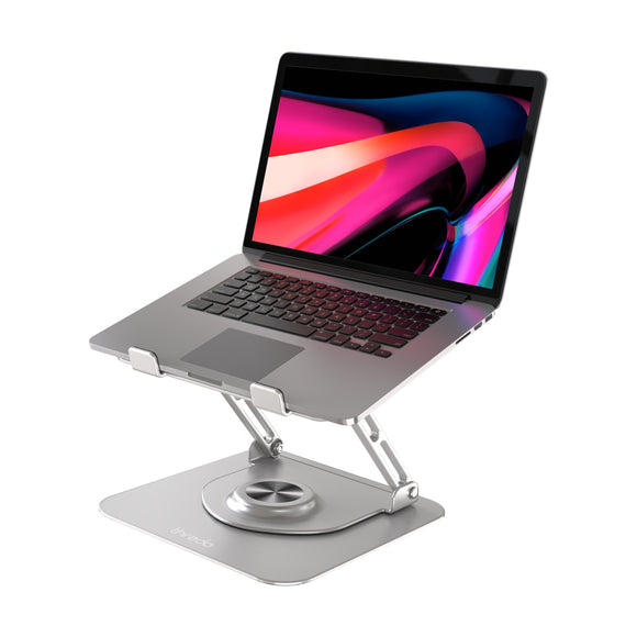 Thredo Aluminium Laptop Standaard/Houder - Verstelbaar en 360º Draaibaar - Macbook/Laptop/Tablet 10-17" Inch - Zilver / Silver